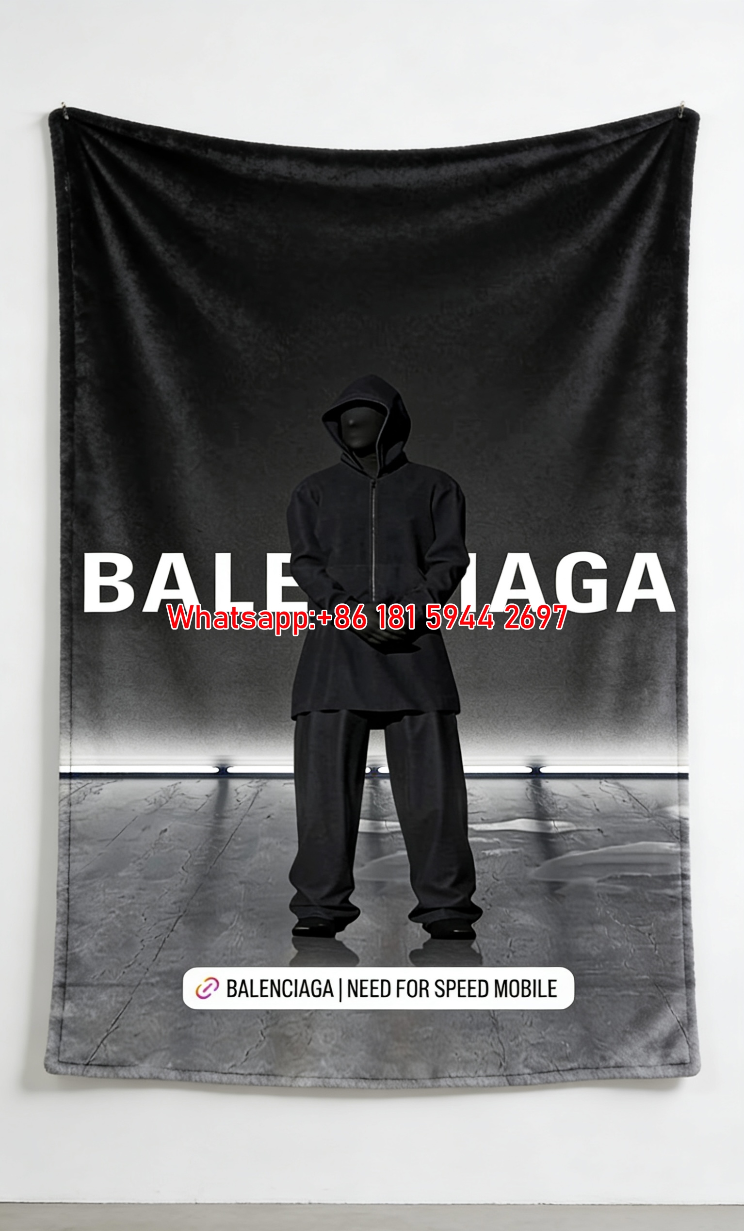 Balenciaga Hoodie Figure Print Flannel Throw Blanket BA248